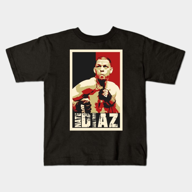 Nate Diaz Pop Art Style Kids T-Shirt by mia_me